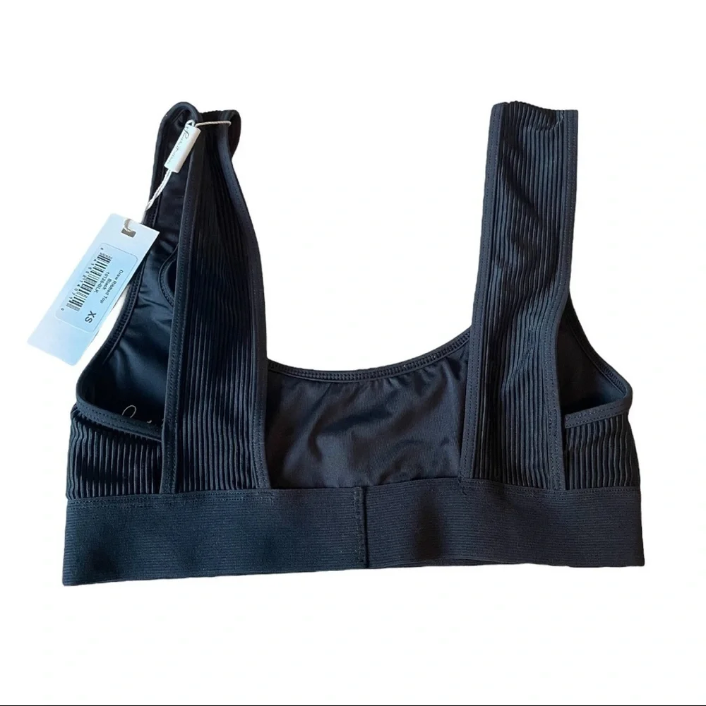 Frankies Bikinis Ribbed Drew Bikini Top XS Black‎